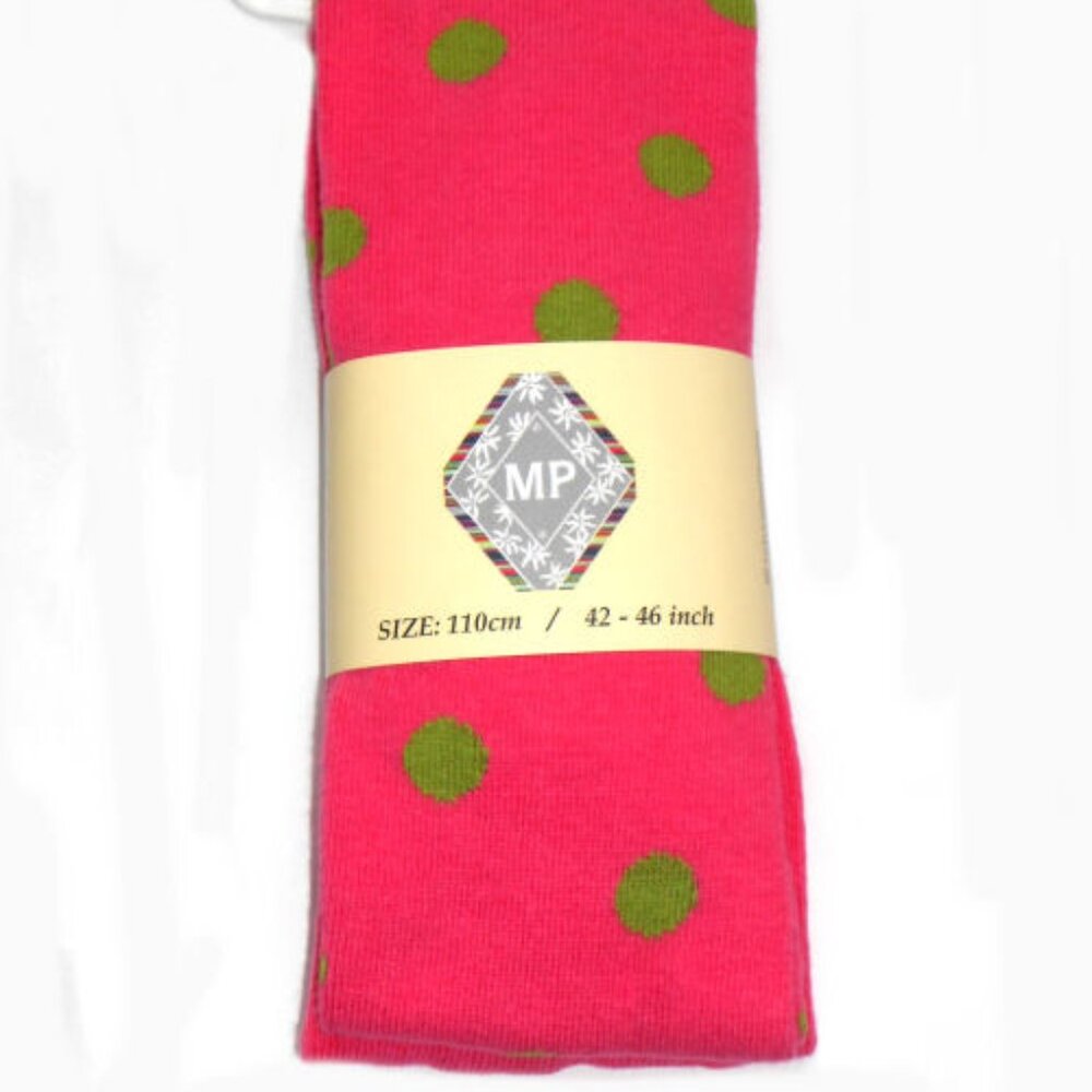 NWT MP Hot Pink Tights w/Green Dots Little Girls Toddler 2/3 3/4 5/6‎ 80% cotton